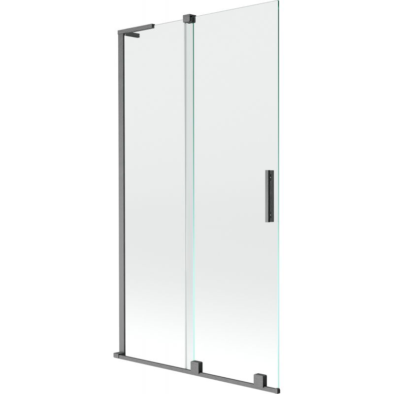 Mexen Velar L bathtub screen 2-panel sliding 100 x 150 cm, transparent, brushed gun gray - 896-100-003-01-66