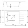 Mexen Elias granite sink 1-bowl with drainer and Flora kitchen faucet, black speckled - 6511-76-670401-70-B