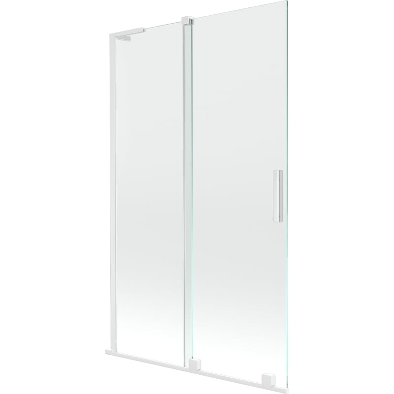 Mexen Velar L Shower Screen 2-Panel Sliding 110 x 150 cm, Transparent, White - 896-110-003-01-20
