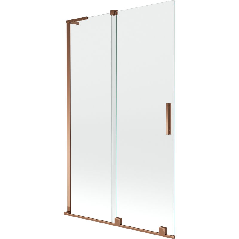 Mexen Velar L Bathtub Screen 2-Panel Sliding 110 x 150 cm, Transparent, Rose Gold - 896-110-003-01-60