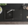 Mexen Cesar single-bowl granite sink with draining board and Duo kitchen tap, black/golden metallic - 6514-75-671701-07-B