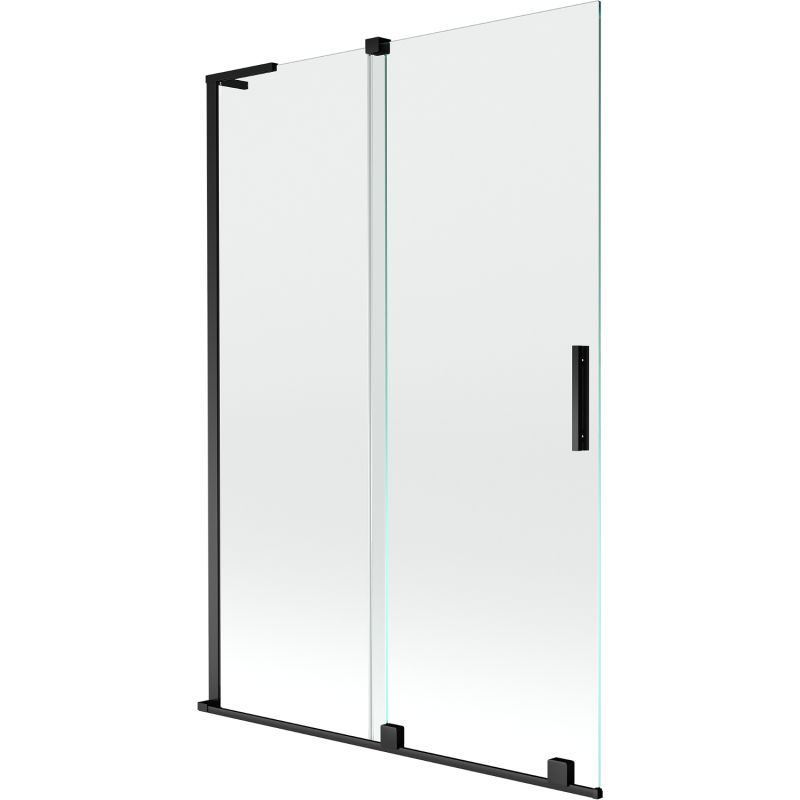 Mexen Velar L Bathtub Folding Screen, 2-Panel Sliding 120 x 150 cm, Transparent, Black - 896-120-003-01-70
