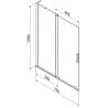 Mexen Velar L 2-panel retractable bath screen 75 x 150 cm, graphite, rose gold - 896-075-003-41-60