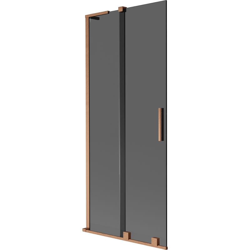 Mexen Velar L bathtub screen 2-panel sliding 80 x 150 cm, graphite, brushed copper - 896-080-003-41-65