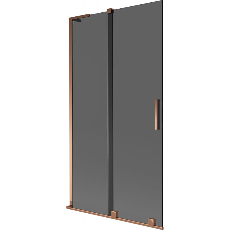 Mexen Velar L bath screen 2-wing sliding 100 x 150 cm, graphite, pink gold - 896-100-003-41-60