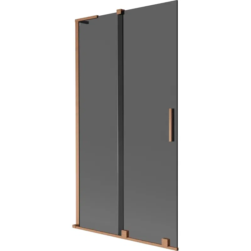 Mexen Velar L 2-panel retractable bath screen 100 x 150 cm, graphite, brushed copper - 896-100-003-41-65