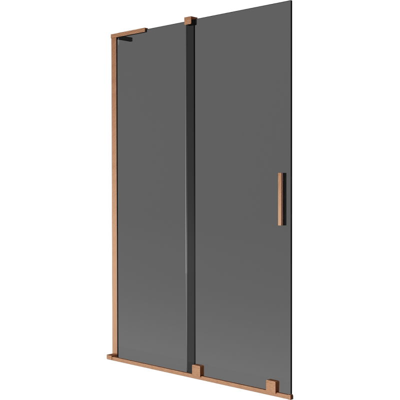Mexen Velar L sliding bathtub screen, 2-panel 110 x 150 cm, graphite, brushed copper - 896-110-003-41-65