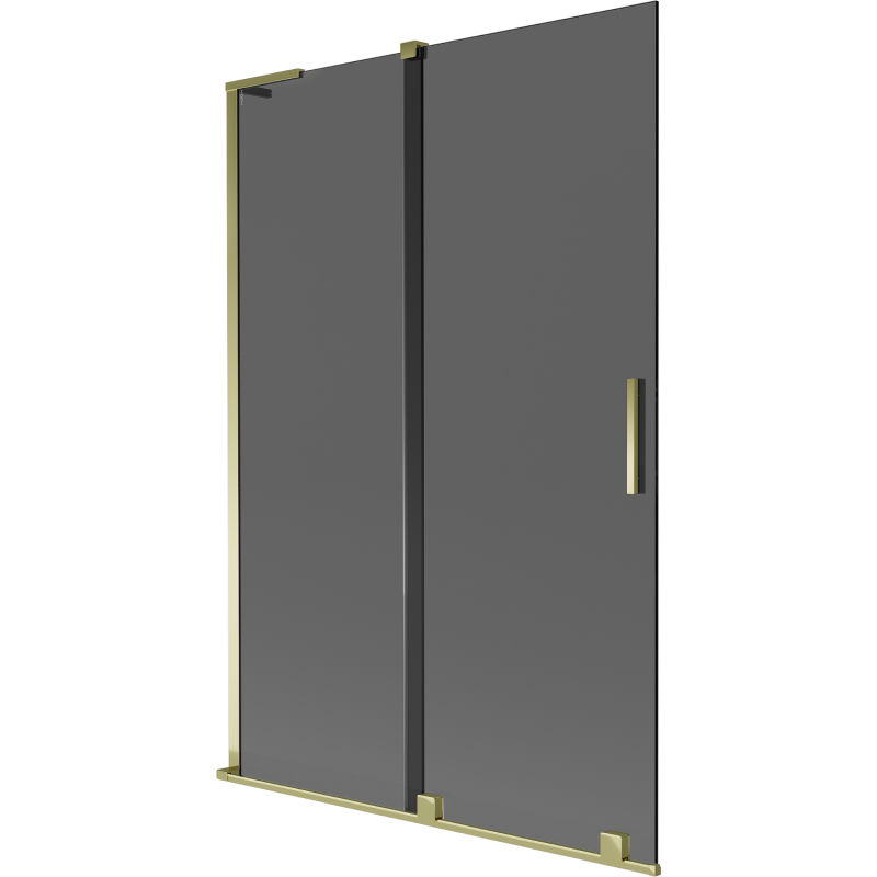 Mexen Velar L sliding bath screen 2-wing, 120 x 150 cm, graphite, gold - 896-120-003-41-50