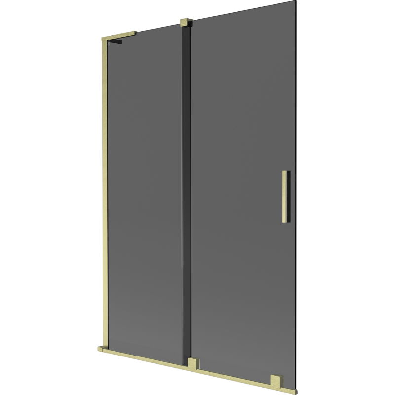 Mexen Velar L 2-wing Sliding Shower Screen 120 x 150 cm, Graphite, Brushed Gold - 896-120-003-41-55