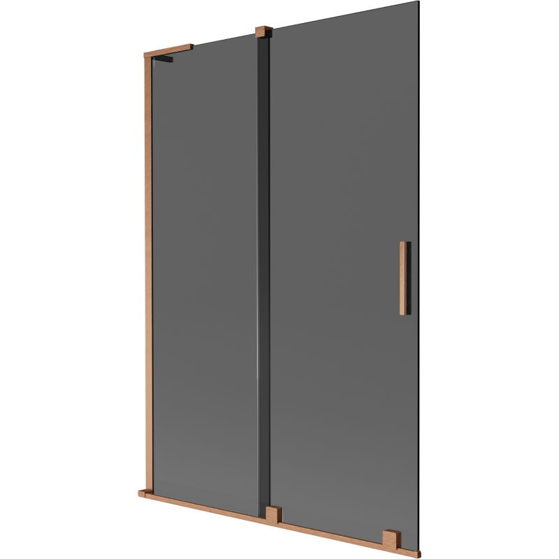 Mexen Velar L bath screen 2-panel sliding 120 x 150 cm, graphite, brushed copper - 896-120-003-41-65
