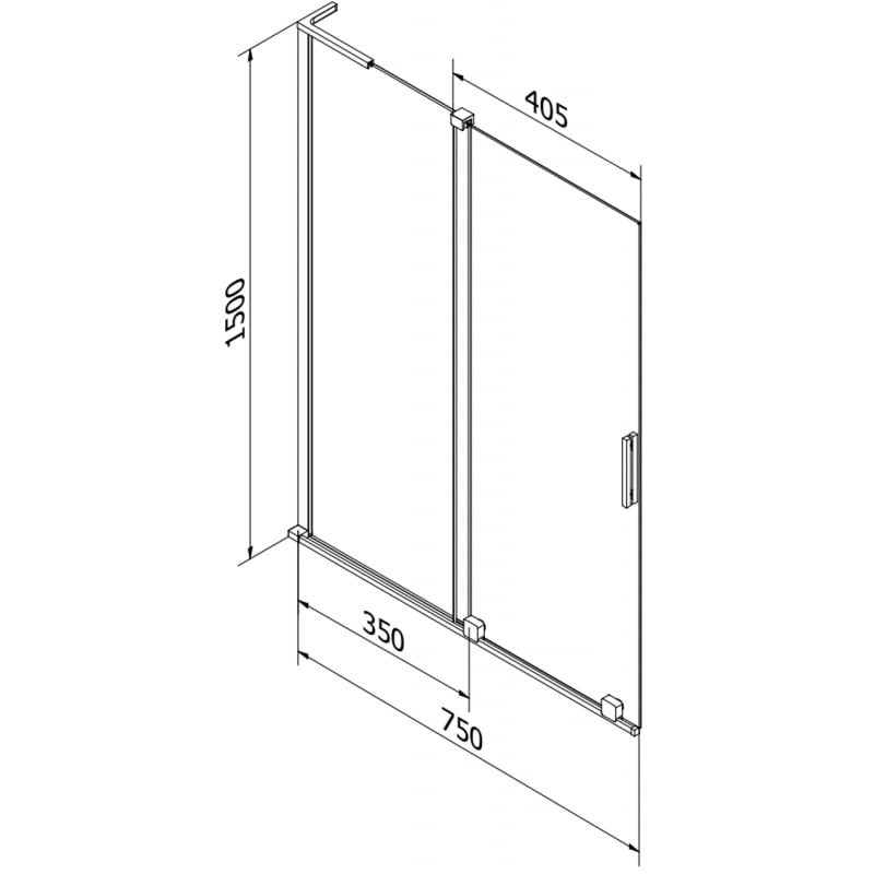 Mexen Velar L 2-panel sliding bath screen 75 x 150 cm, frosted, gun metal - 896-075-003-31-95
