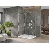Mexen Omega sliding shower cabin 130 x 100 cm, transparent, chrome + Flat shower tray - 825-130-100-01-00-4010