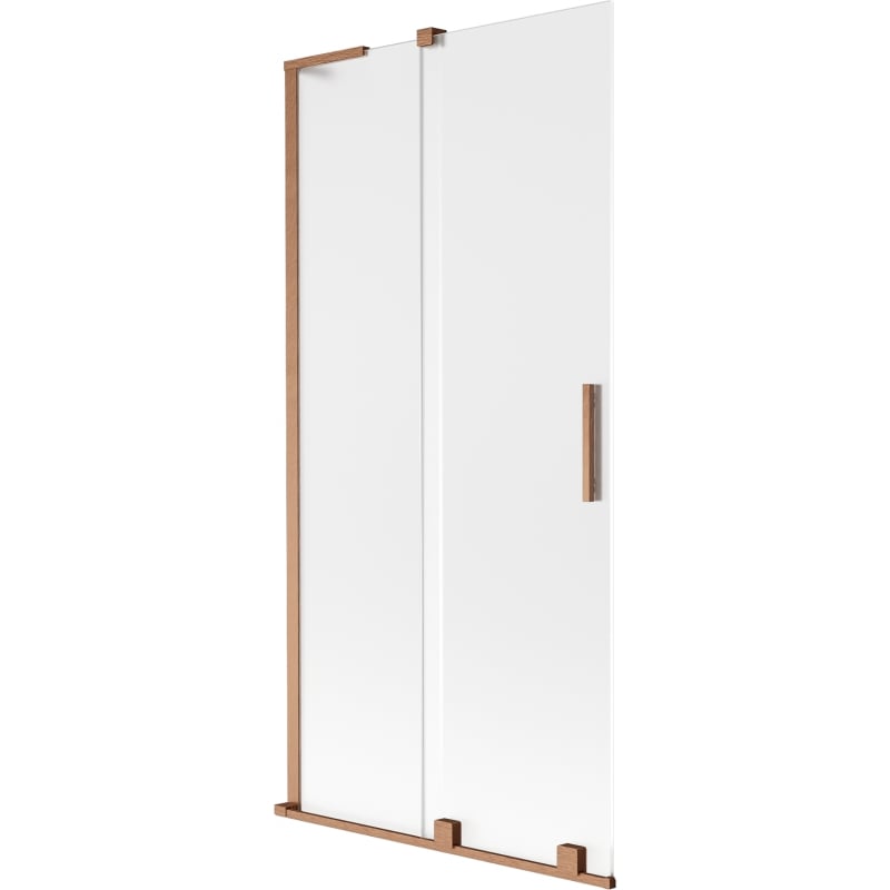 Mexen Velar L Bath Screen 2-Wing Sliding 95 x 150 cm, Frosted, Brushed Copper - 896-095-003-31-65