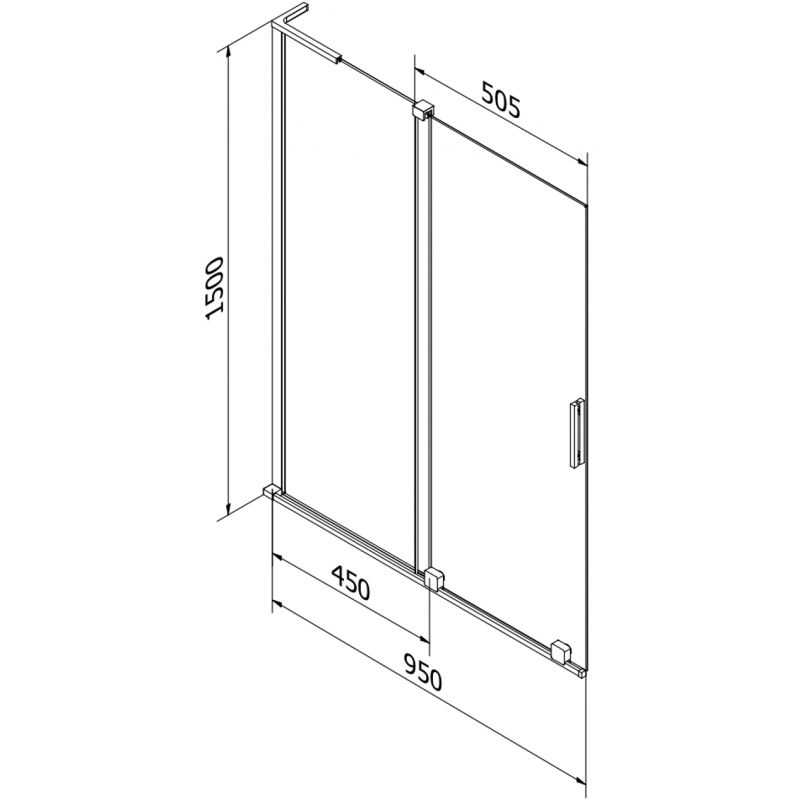Mexen Velar L Bath Screen 2-Wing Sliding 95 x 150 cm, Frosted, Brushed Copper - 896-095-003-31-65