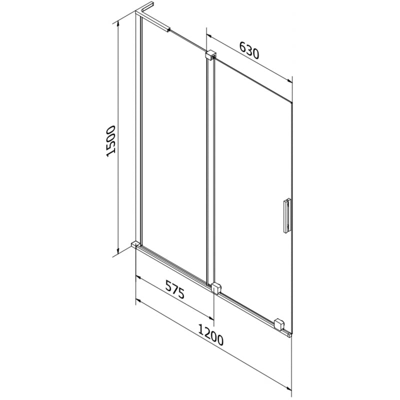 Mexen Velar L Bathtub Screen 2-panel Sliding 120 x 150 cm, Frosted, Brushed Nickel - 896-120-003-31-97