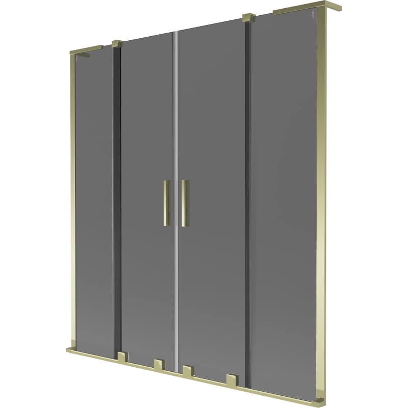 Mexen Velar L Duo 2-wing sliding bath screen 150 x 150 cm, graphite, gold - 896-150-003-42-50