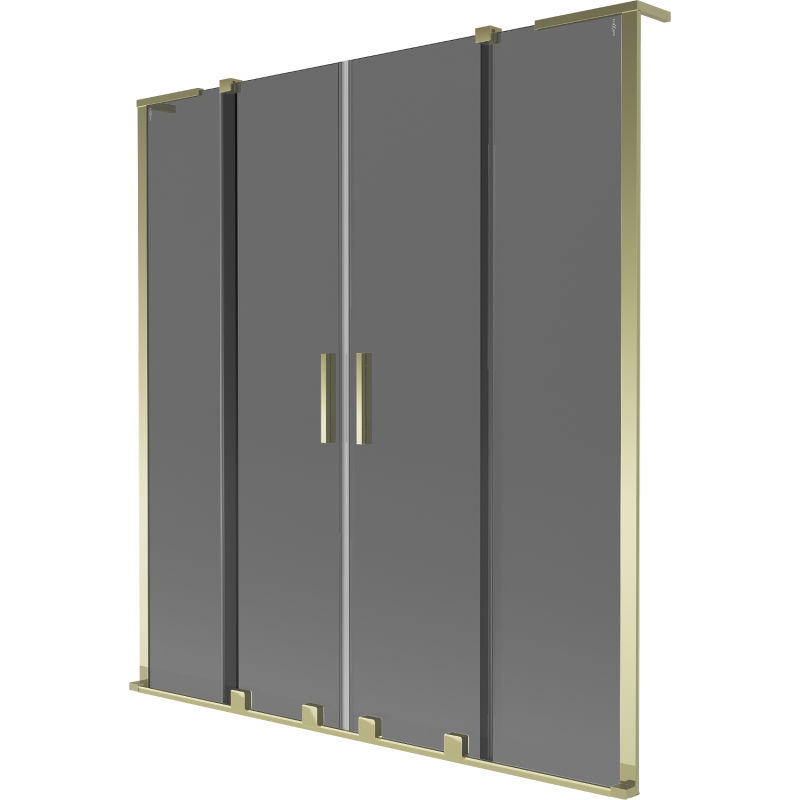 Mexen Velar L Duo 2-wing sliding bathtub screen 150 x 150 cm, graphite, gold - 896-150-003-42-50