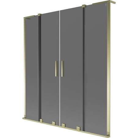 Mexen Velar L Duo 2-wing sliding bath screen 150 x 150 cm, graphite, gold - 896-150-003-42-50