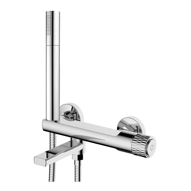 Mexen Diamond bathtub faucet with shower set, chrome - 71530-00