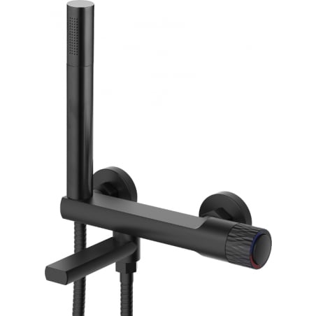 Mexen Diamond bath tap with shower set, black - 71530-70