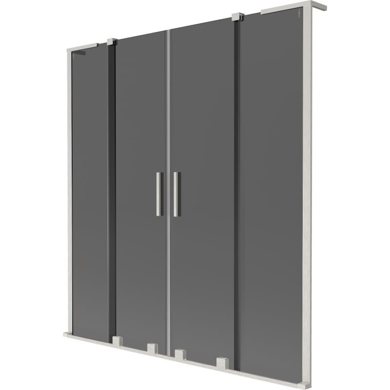 Mexen Velar L Duo Shower Screen 2-Panel Sliding 150 x 150 cm, Graphite, Brushed Nickel - 896-150-003-42-97