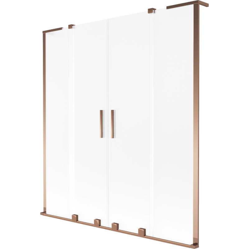 Mexen Velar L Duo 2-wing Sliding Bathtub Screen 150 x 150 cm, Frosted, Rose Gold - 896-150-003-32-60