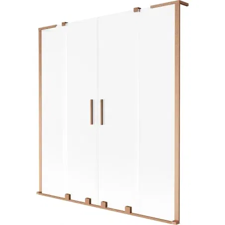 Mexen Velar L Duo 2-panel movable bath screen 150 x 150 cm, frost, brushed copper - 896-150-003-32-65