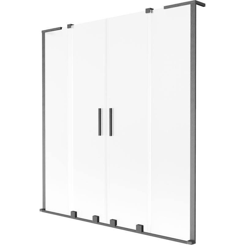 Mexen Velar L Duo Bathtub Screen 2-Panel Sliding 150 x 150 cm, Frosted, Brushed Gun Gray - 896-150-003-32-66