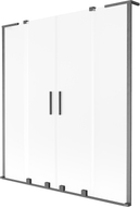 Mexen Velar L Duo 2-Wing Sliding Bathtub Screen 150 x 150 cm, Frosted, Gun Gray Brushed - 896-150-003-32-66