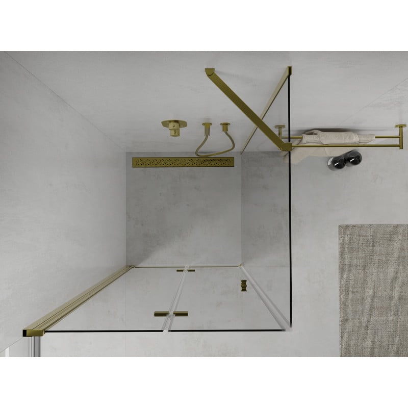 Mexen Lima folding shower cabin 70 x 70 cm, transparent, gold - 856-070-070-50-00
