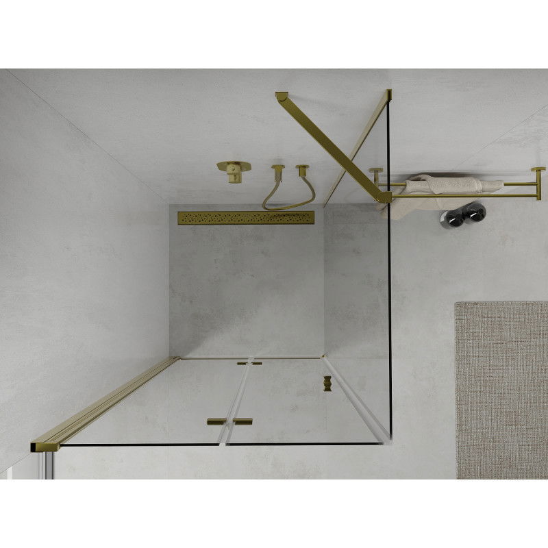 Mexen Lima Folding Shower Enclosure 70 x 70 cm, Transparent, Gold - 856-070-070-50-00