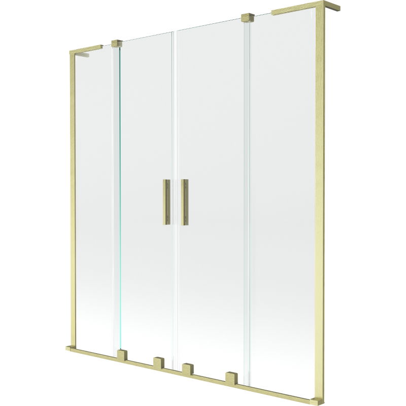 Mexen Velar L Duo Shower Screen 2-Panel Sliding 150 x 150 cm, Transparent, Brushed Gold - 896-150-003-02-55
