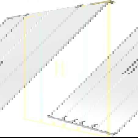 Mexen Velar L Duo Shower Screen 2-Panel Sliding 150 x 150 cm, Transparent, Brushed Gold - 896-150-003-02-55
