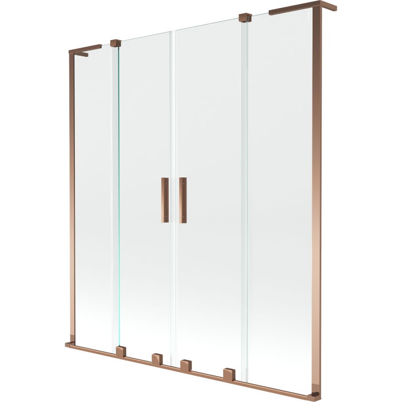 Mexen Velar L Duo 2-wing sliding bath screen 150 x 150 cm, transparent, rose gold - 896-150-003-02-60