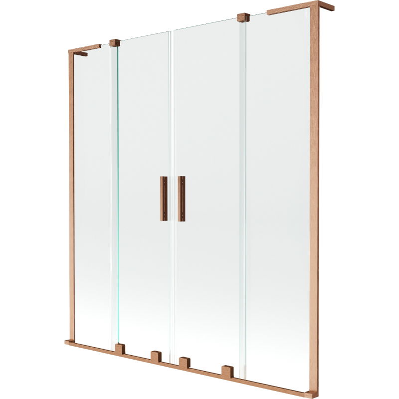 Mexen Velar L Duo 2-panel sliding bathtub screen 150 x 150 cm, transparent, brushed copper - 896-150-003-02-65