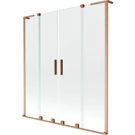 Mexen Velar L Duo Bathtub Screen 2-Panel Sliding 150 x 150 cm, Transparent, Brushed Copper - 896-150-003-02-65