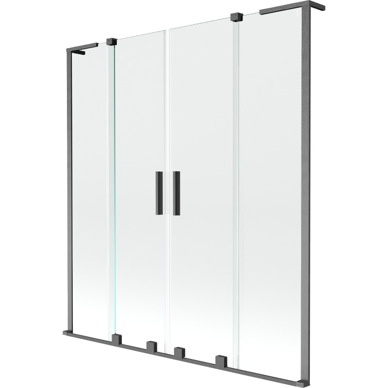 Mexen Velar L Duo 2-panel sliding bath screen 150 x 150 cm, transparent, brushed gun gray - 896-150-003-02-66