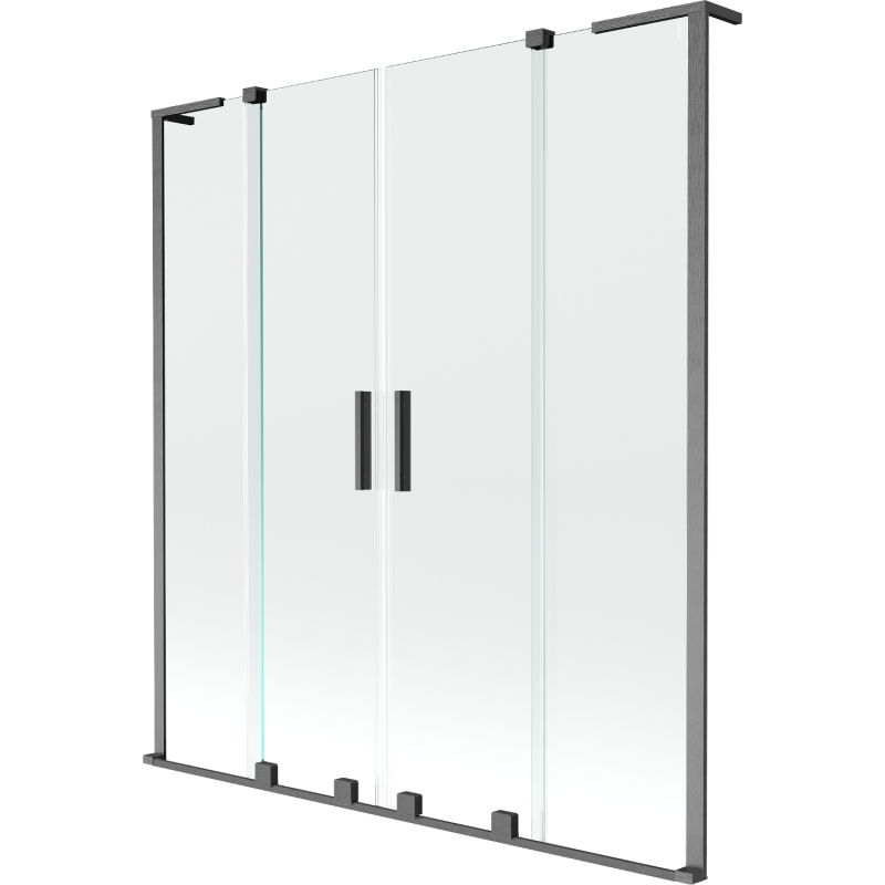 Mexen Velar L Duo bathtub screen, 2-wing sliding 150 x 150 cm, transparent, brushed gun gray - 896-150-003-02-66