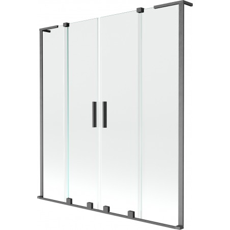 Mexen Velar L Duo 2-panel sliding bath screen 150 x 150 cm, transparent, brushed gun gray - 896-150-003-02-66