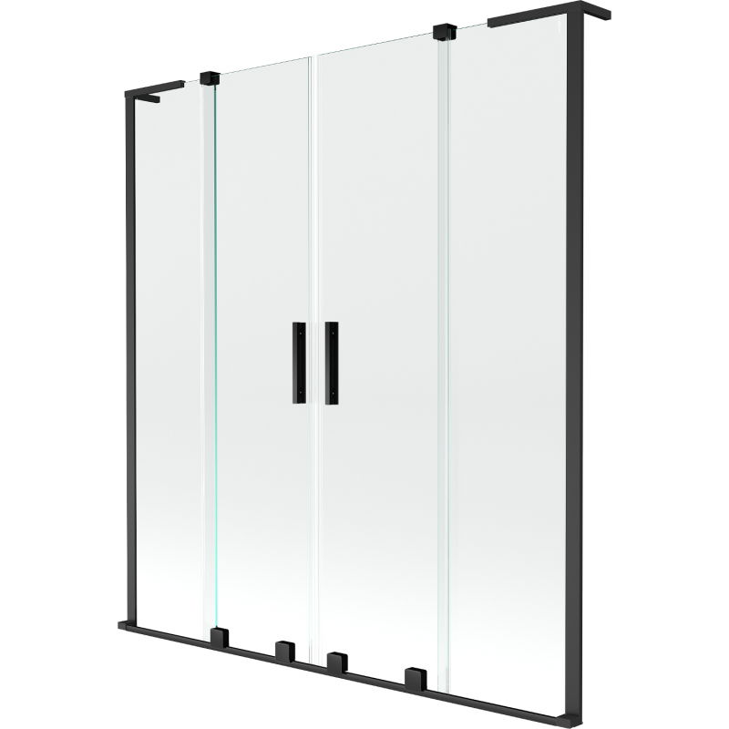 Mexen Velar L Duo Bathtub Screen 2-Panel Sliding 150 x 150 cm, Transparent, Black - 896-150-003-02-70