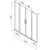 Mexen Velar L Duo 2-wing sliding bath screen 150 x 150 cm, transparent, black - 896-150-003-02-70