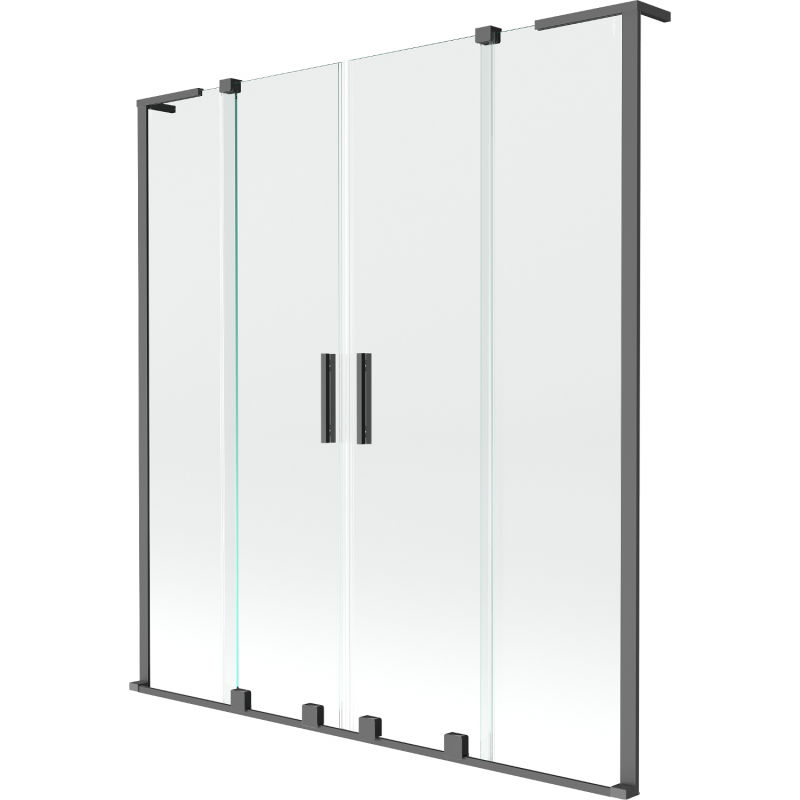 Mexen Velar L Duo bathtub screen 2-leaf sliding 150 x 150 cm, transparent, gun metal - 896-150-003-02-95