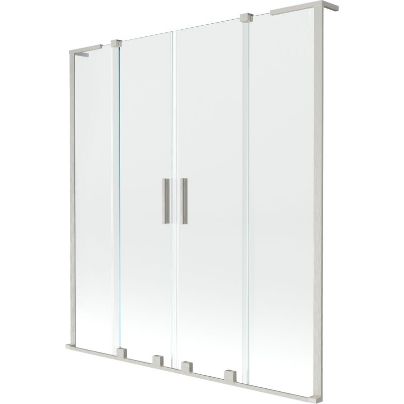Mexen Velar L Duo 2-panel shower screen sliding 150 x 150 cm, transparent, brushed nickel - 896-150-003-02-97