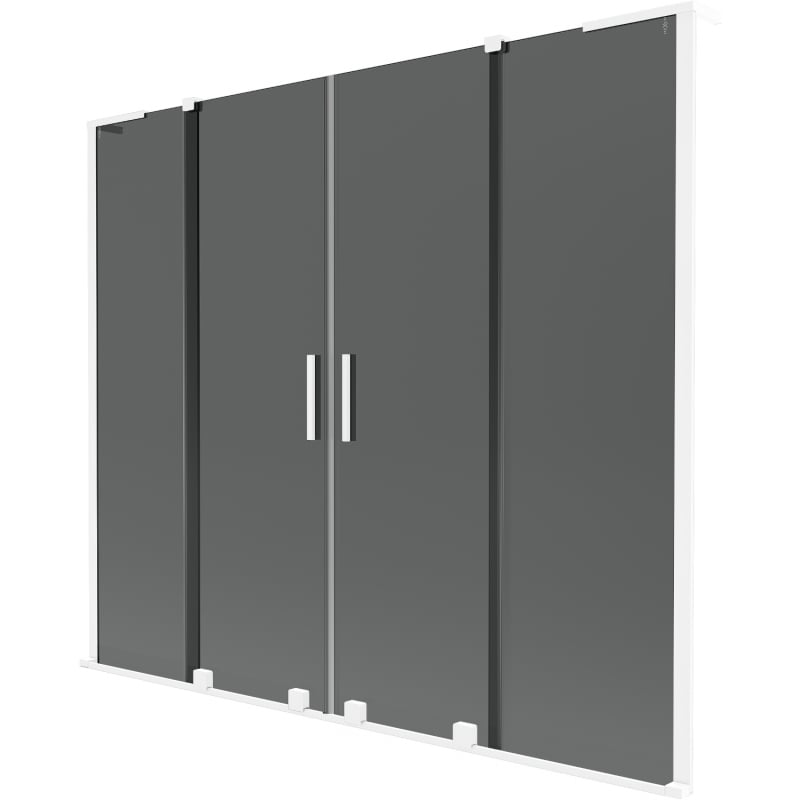 Mexen Velar L Duo Bath Screen 2-panel Sliding 180 x 150 cm, Graphite, White - 896-180-003-42-20