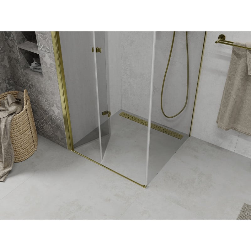 Mexen Lima folding shower cabin 70 x 70 cm, transparent, gold - 856-070-070-50-00