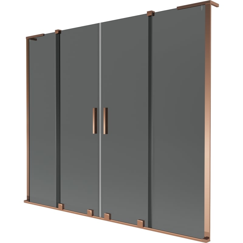 Mexen Velar L Duo 2-panel sliding bath screen 180 x 150 cm, graphite, rose gold - 896-180-003-42-60
