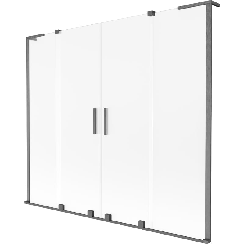 Mexen Velar L Duo 2-panel sliding shower screen 180 x 150 cm, frost, brushed gun gray - 896-180-003-32-66