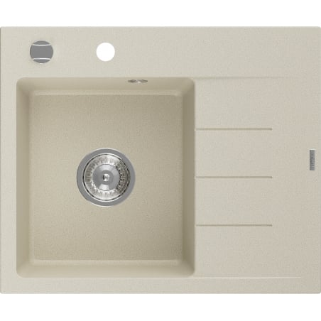 Mexen Ben granite sink 1-bowl with drainer, left 600 x 500 mm, beige, chrome siphon - 6522605000-69