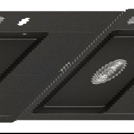 Mexen Ben single-bowl granite sink with drainer, left 600 x 500 mm, black/gold metallic, chrome siphon - 6522605000-75