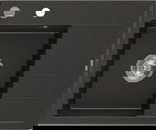 Mexen Ben single-bowl granite sink with drainer, left 600 x 500 mm, black/gold metallic, chrome siphon - 6522605000-75